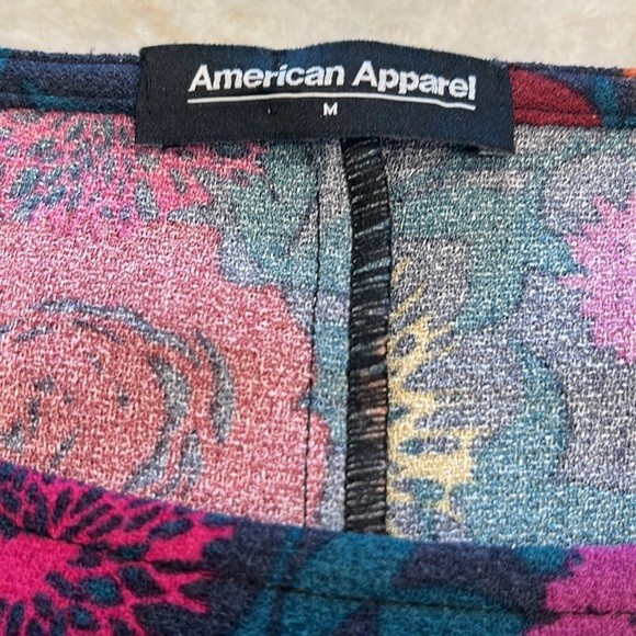 NEW American Apparel | Long Sleeve Crepe Dress | Teal Floral | Medium‎ - Picture 12 of 13